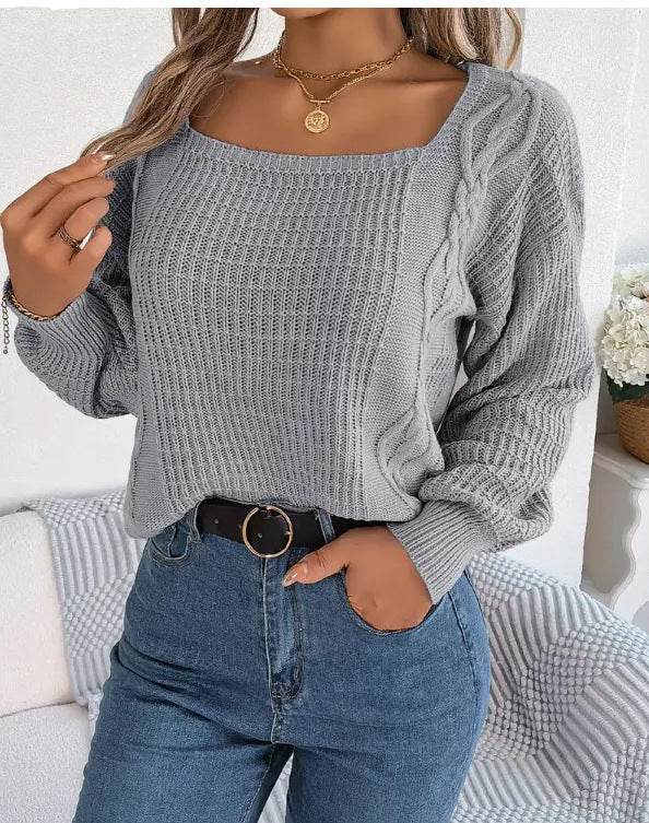 Casual knitted sweater for women with structured surface and romantic braid design Lune London