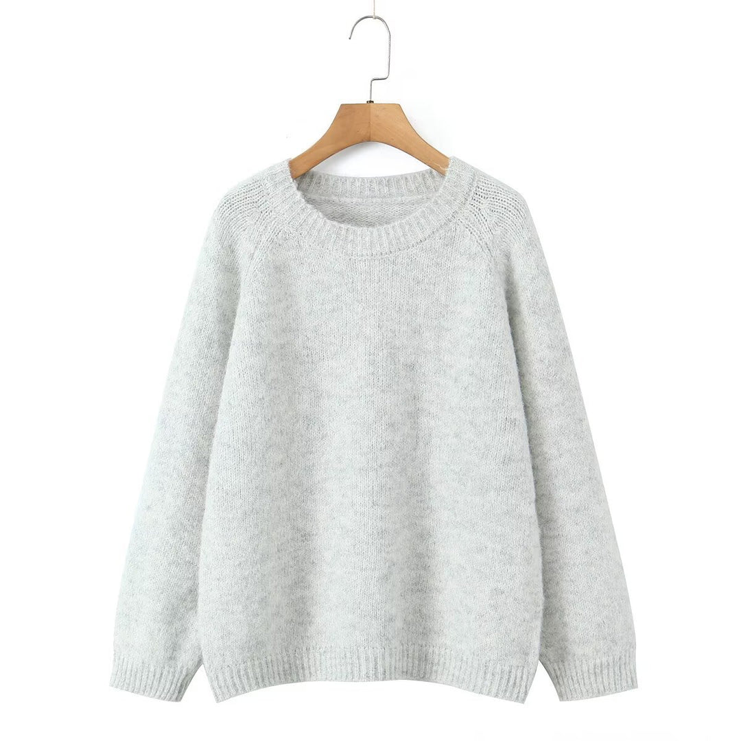 Pull en tricot confortable pour femmes avec col rond