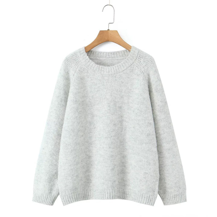 Pull en tricot confortable pour femmes avec col rond