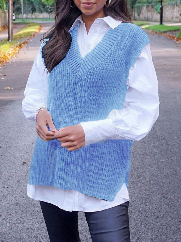 Modern oversized knit cardigan for women with chic V-neck.