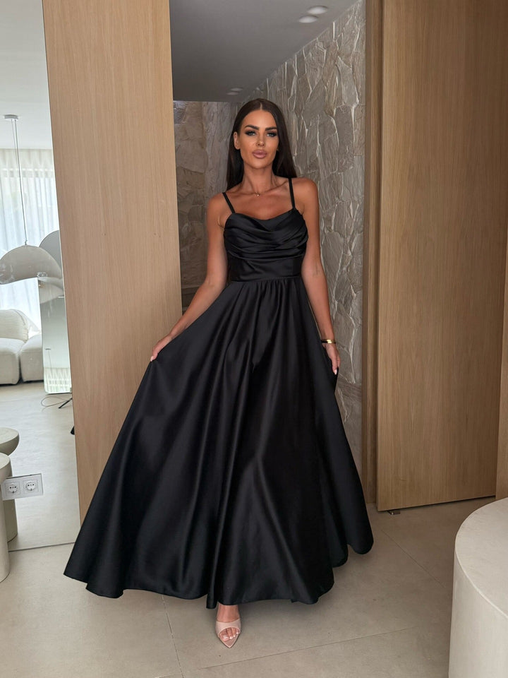 Ladies Elegant Evening Dress in Satin Lune London