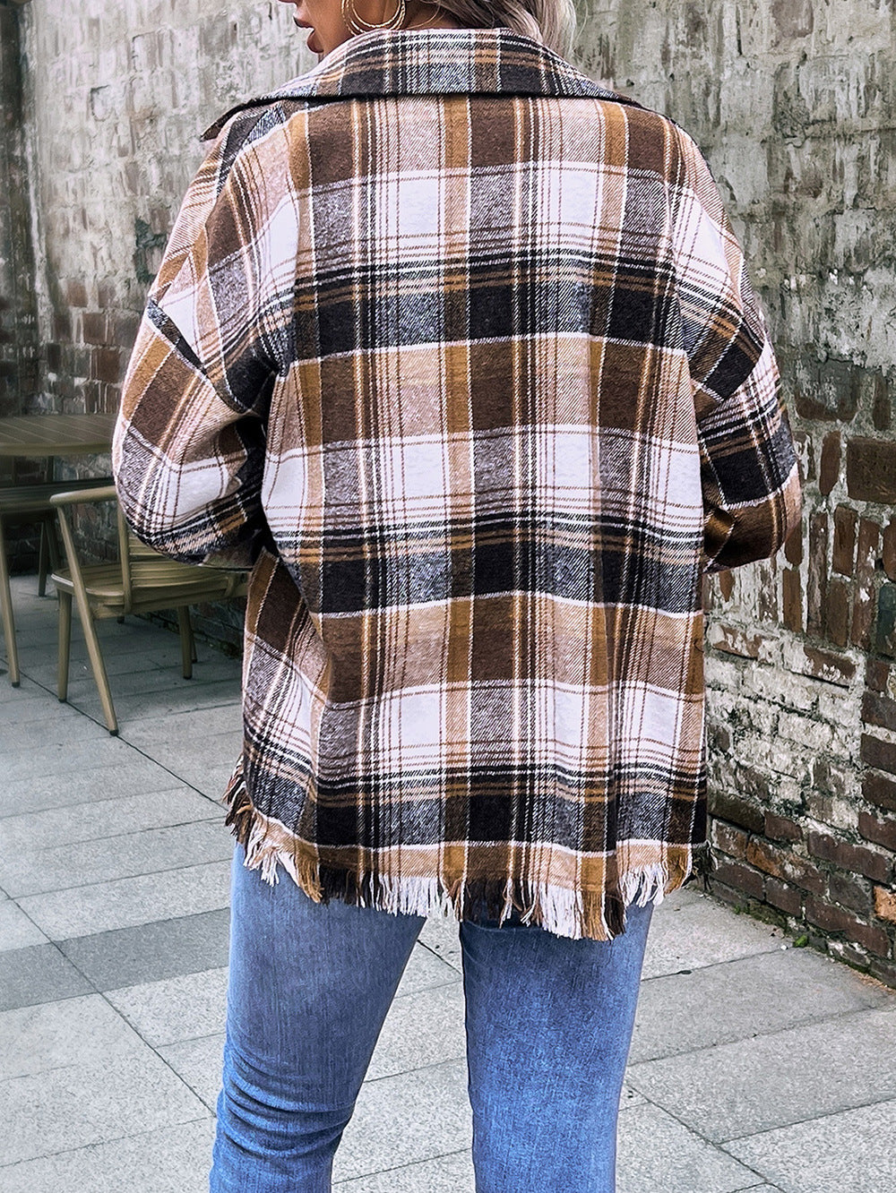 Lune London Women's Oversized Tartan Pattern Jacket