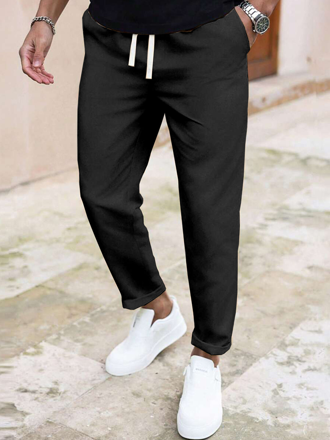Casual men's jogger pants with adjustable waistband Lune London