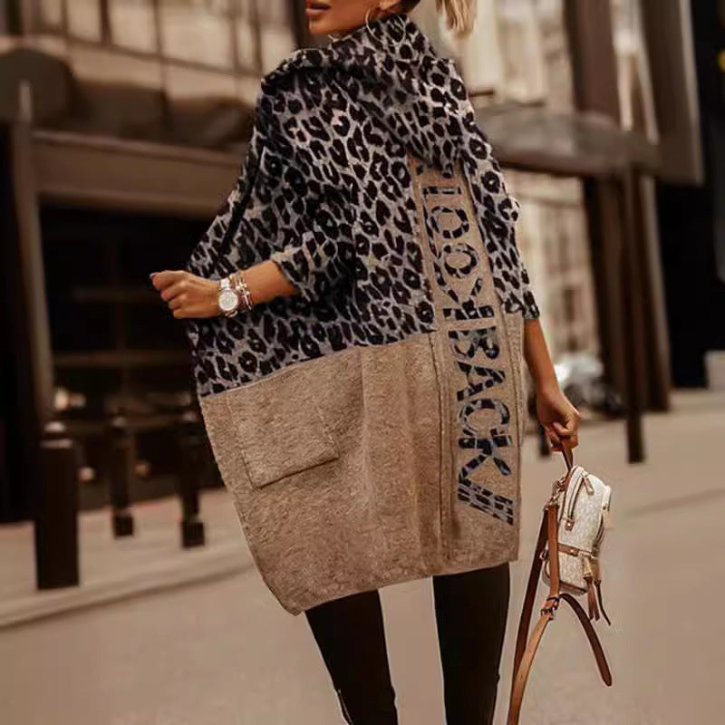 Women's Oversized Leopard Print Cardigan Lune London