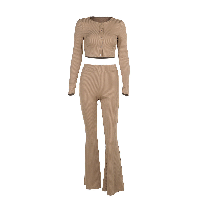 Ladies Ripp-Schn cropped Top and flared pants Set Lune London