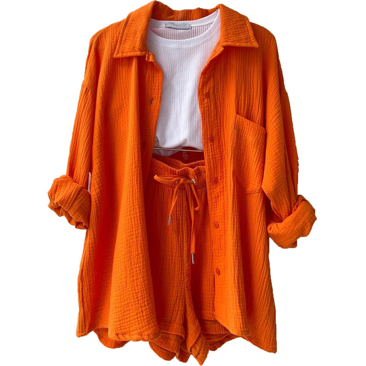 Women Casual Comfort Set Made of Shorts and Oversized Shirt Lune London