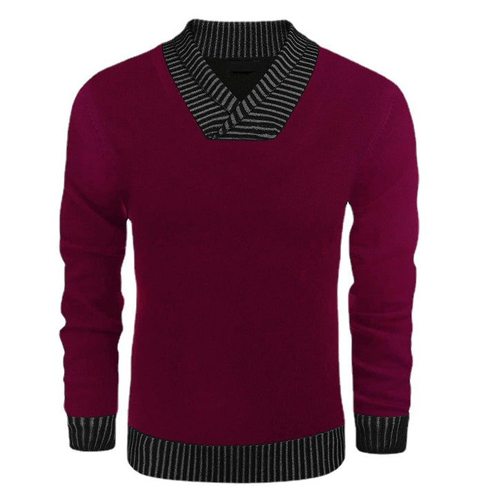 Elegant knitted sweater for men with modern shawl collar and structured top Lune London