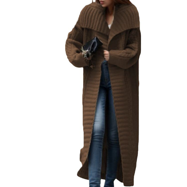 Oversized knitted coat for women with textured design and voluminous sleeves Lune London