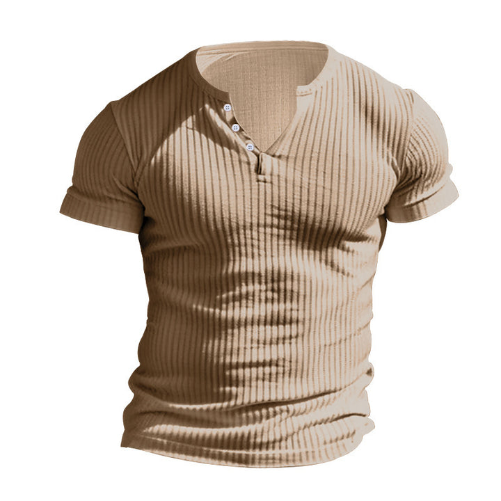 Men's Short Sleeve Henley T-Shirt with Textured Design Lune London
