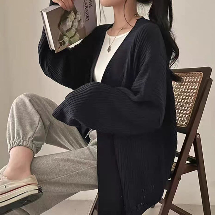 Soft knit cardigan for women with a relaxed fit and set-in sleeves Lune London