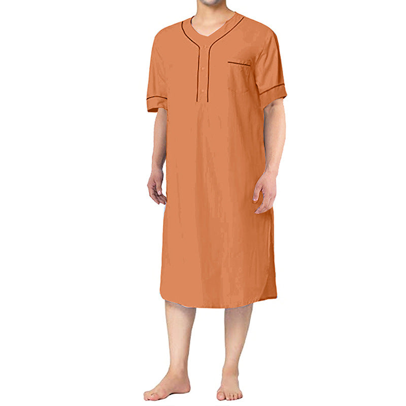 Short dress with short sleeves for women featuring a modern high collar and a practical button placket Lune London
