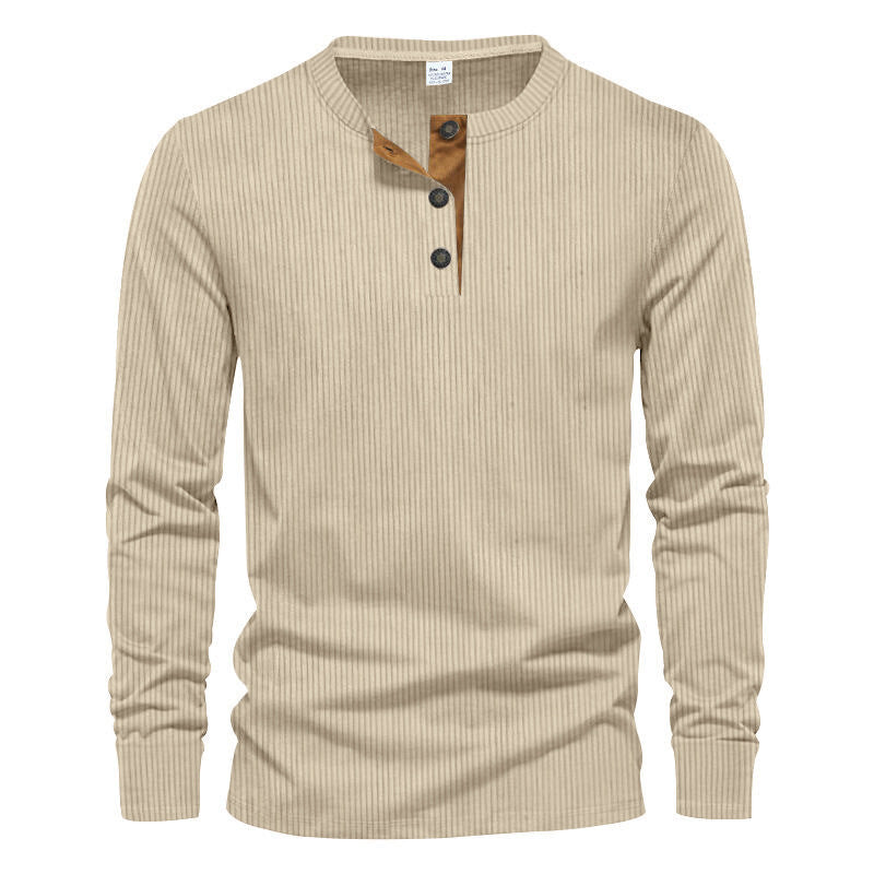 Men's Long Sleeve Henley Shirt with Textured Design Lune London