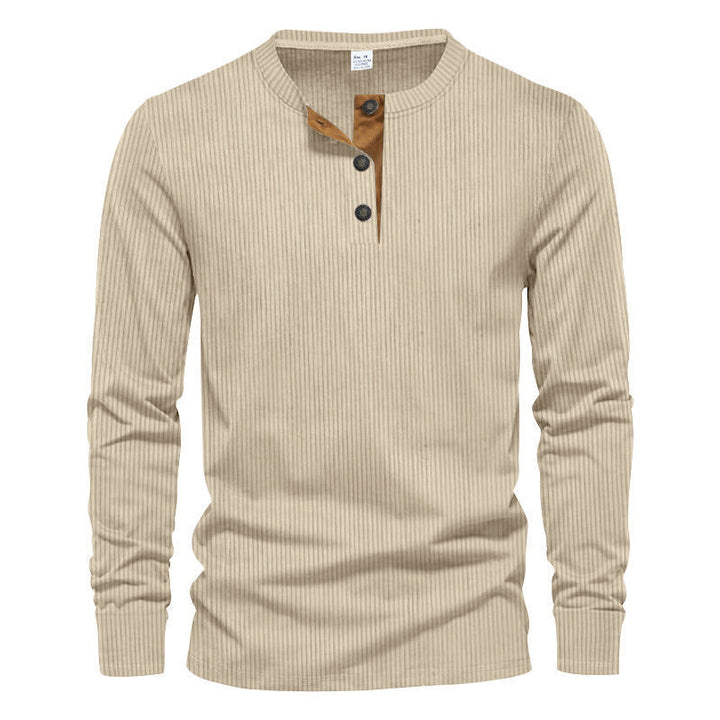 Men's Long Sleeve Henley Shirt with Textured Design Lune London