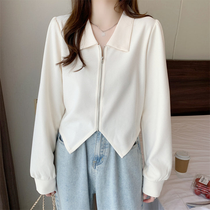 Women's fashionable cropped jacket with zipper and elegant collar Chic & Stil