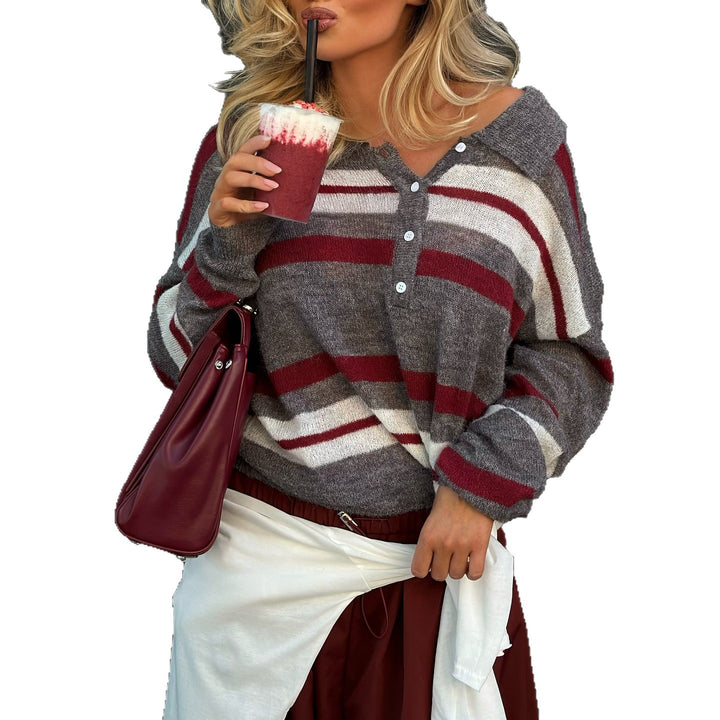 Knitted sweater for women with a stylish striped pattern Lune London