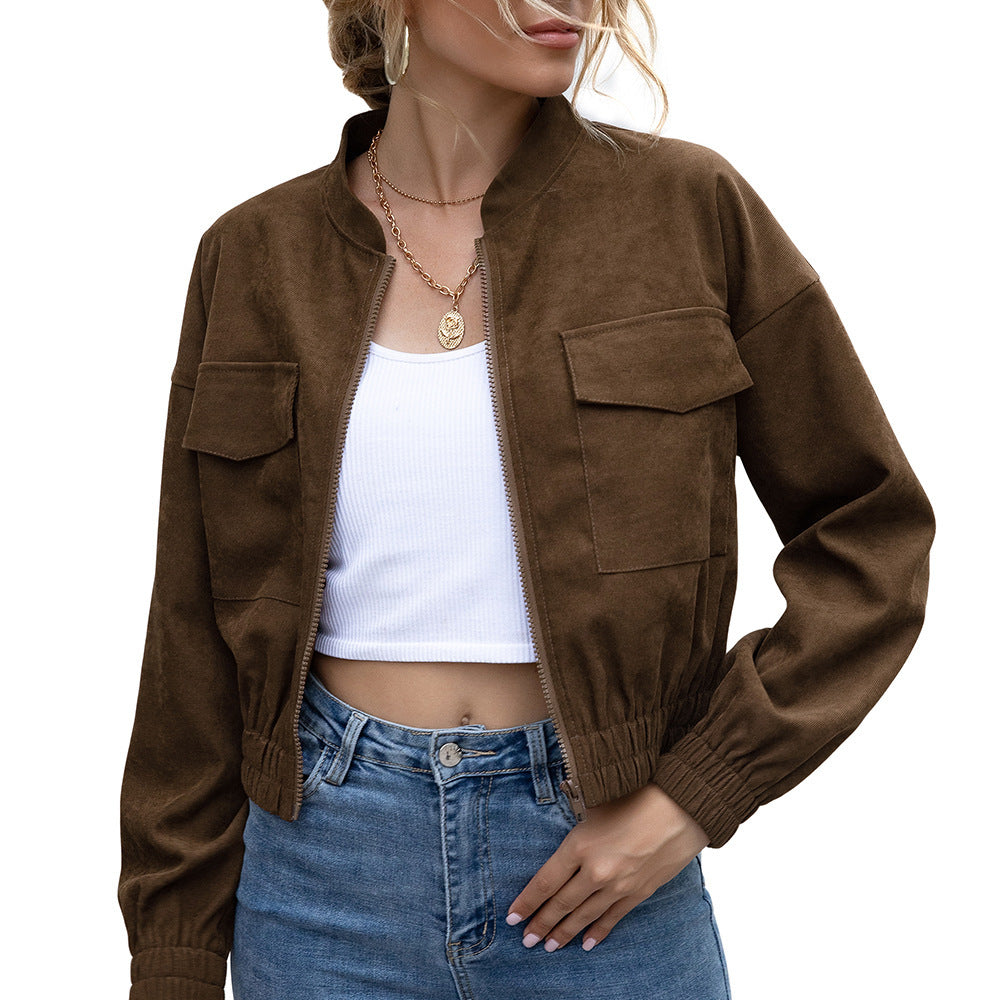 Women's bomber jacket with elastic waist and applied pockets Lune London