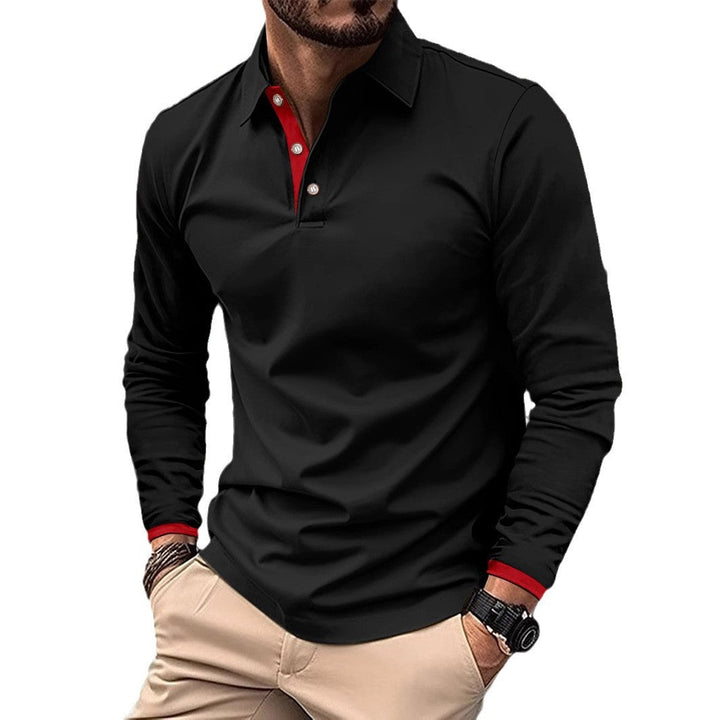 Men's Long Sleeve Polo Shirt with Stylish Collar and Elegant Button Details Lune London