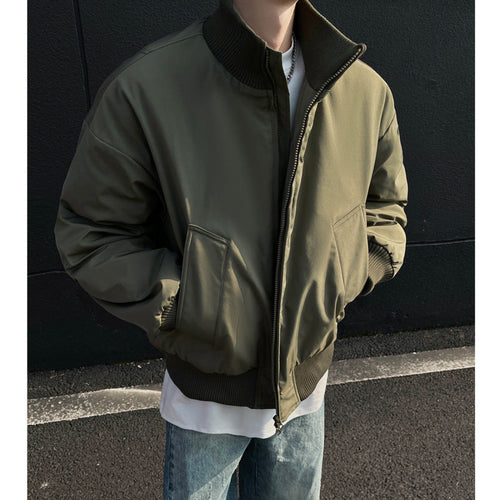 Men's Casual Bomber Jacket with High Collar and Practical Pockets Lune London