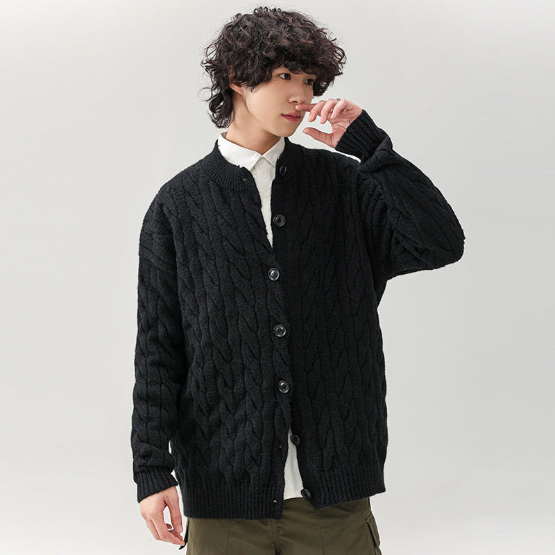 Chunky knit cardigan for men with practical buttons Lune London