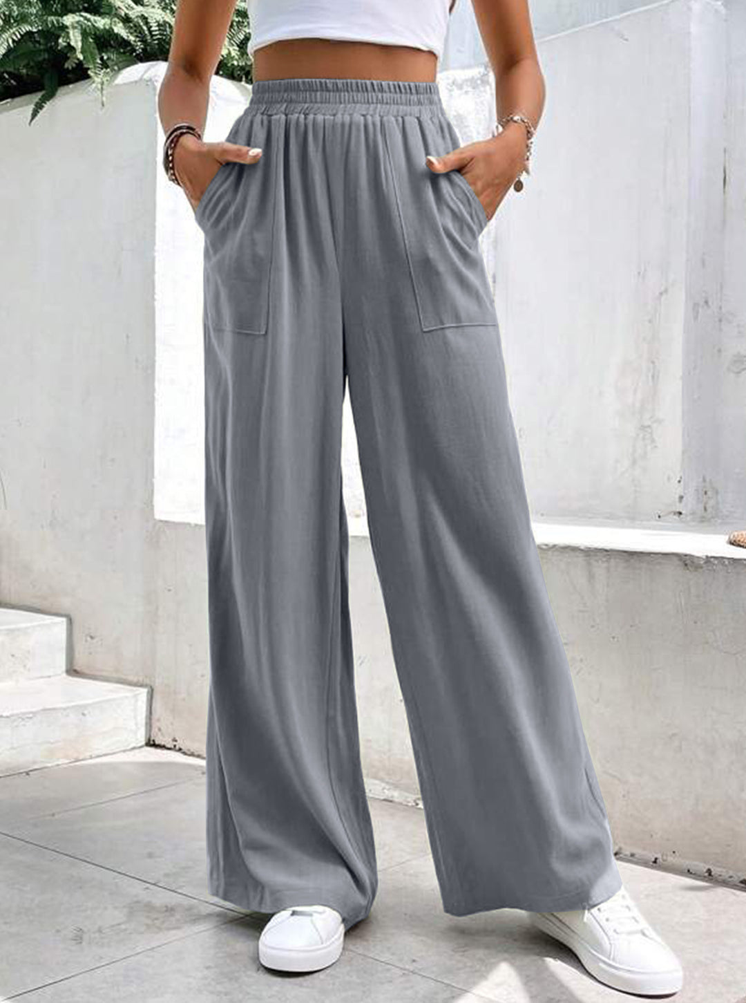 Ladies Large Palazzo Pants with practical side pockets Lune London