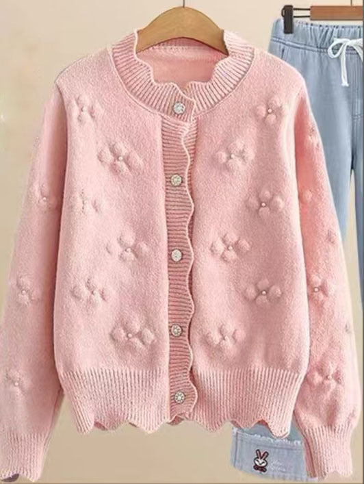 Elegant knitted jacket for women with floral pattern Lune London