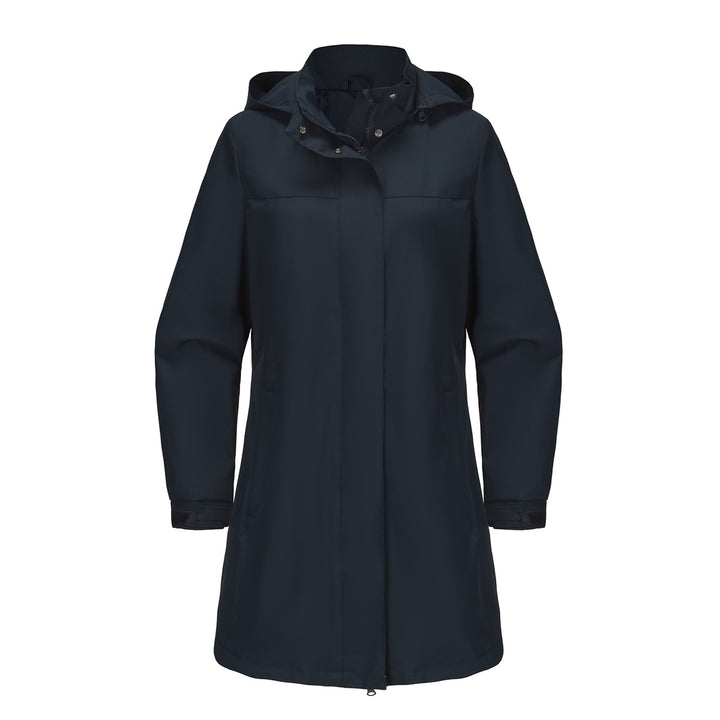 Functional transitional jacket for women with adjustable hood and practical pockets Lune London