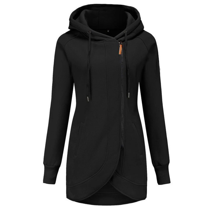 Casual hooded coat for women with asymmetrical cut Lune London