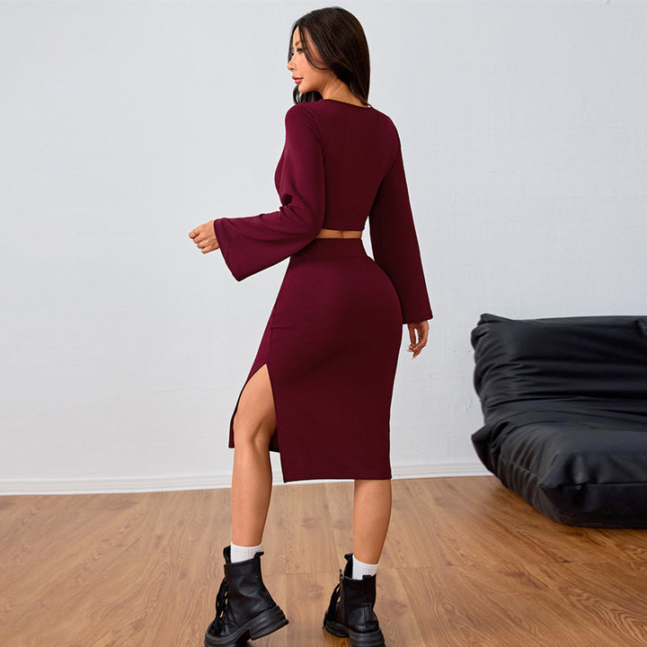 Ensemble femme avec un crop top léger et une jupe midi moulante Chic & Stil