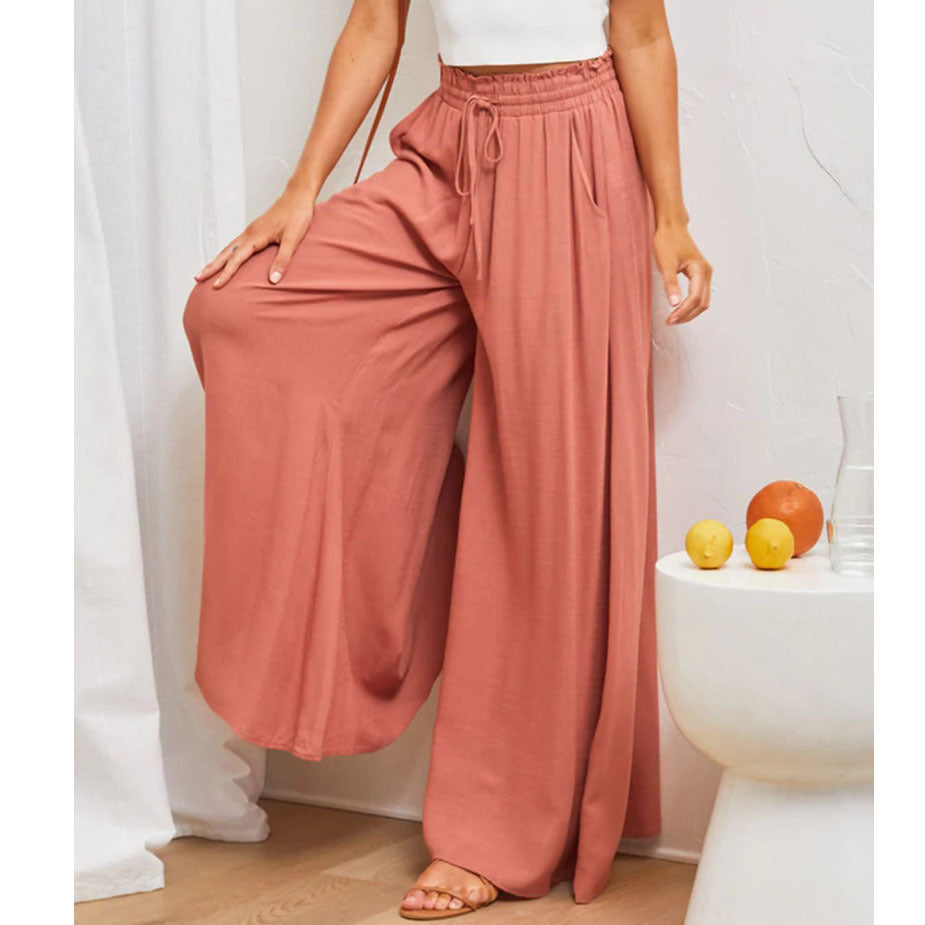 Wide Palazzo pants for women with elastic waist and practical side pockets Lune London