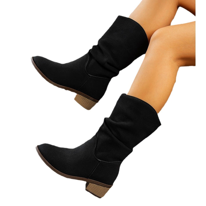 Soft suede ankle boots for women with a stylish pleated design Lune London