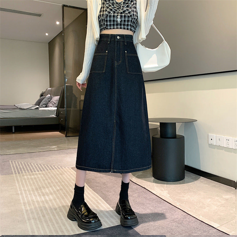 Jupe en denim longue pour femme avec poches pratiques Chic & Stil