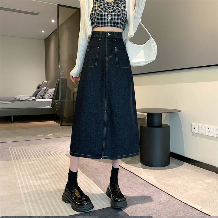 Jupe en denim longue pour femme avec poches pratiques Chic & Stil