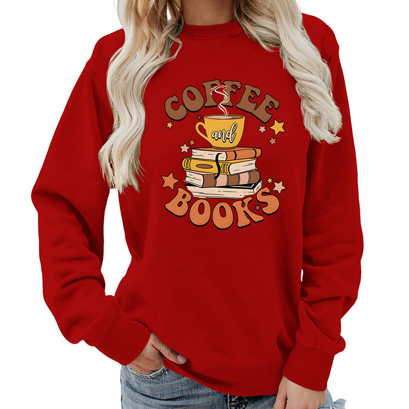 Sweatshirt pour femmes avec design créatif de livre de café Chic & Stil