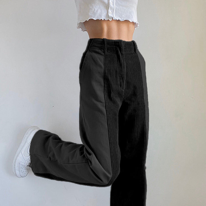 Casual corduroy pants for women with high waist and straight cut Lune London