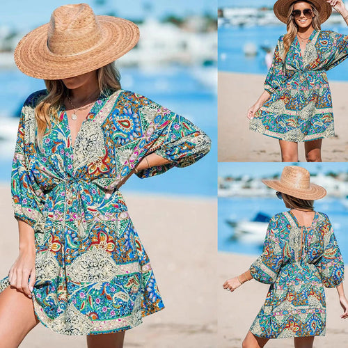 Chic Bohemian Tie Beach Dress for Women