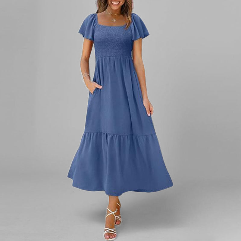 Robe maxi pour femmes avec un décolleté carré élégant et des manches volumineuses Chic & Stil