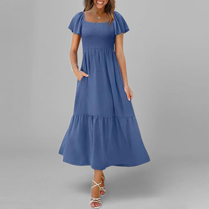 Robe maxi pour femmes avec un décolleté carré élégant et des manches volumineuses Chic & Stil