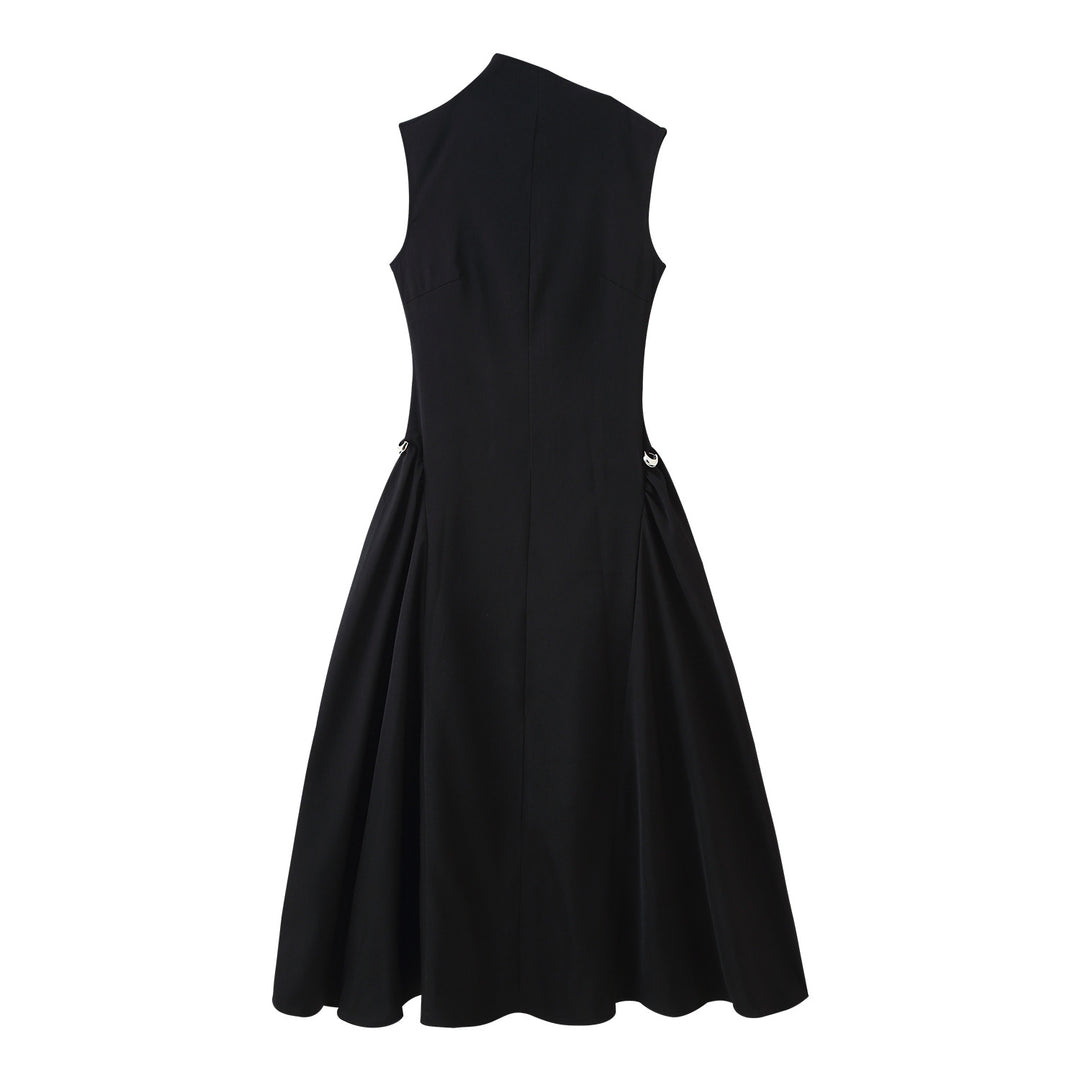 A-line dress for women with asymmetric neckline and elegant folds Lune London
