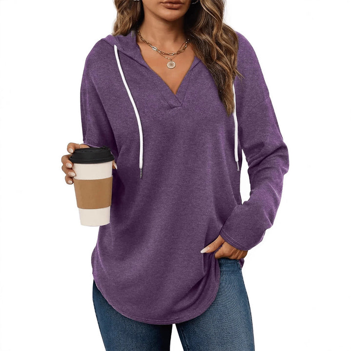 Women's casual hoodie with V-neck and long sleeves Lune London