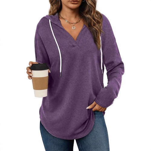 Women's casual hoodie with V-neck and long sleeves Lune London