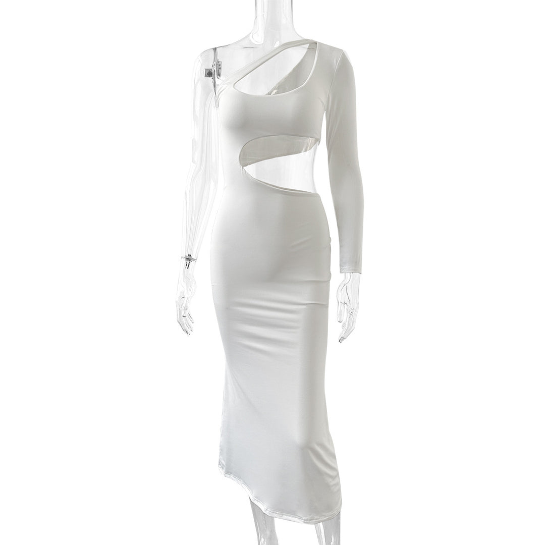 Women's Long Sleeve Maxi Dress with Sexy Cut-Outs and Figure-Hugging Fit Lune London