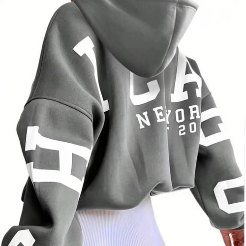 Ladies oversized hoodie with stylish inscription Lune London