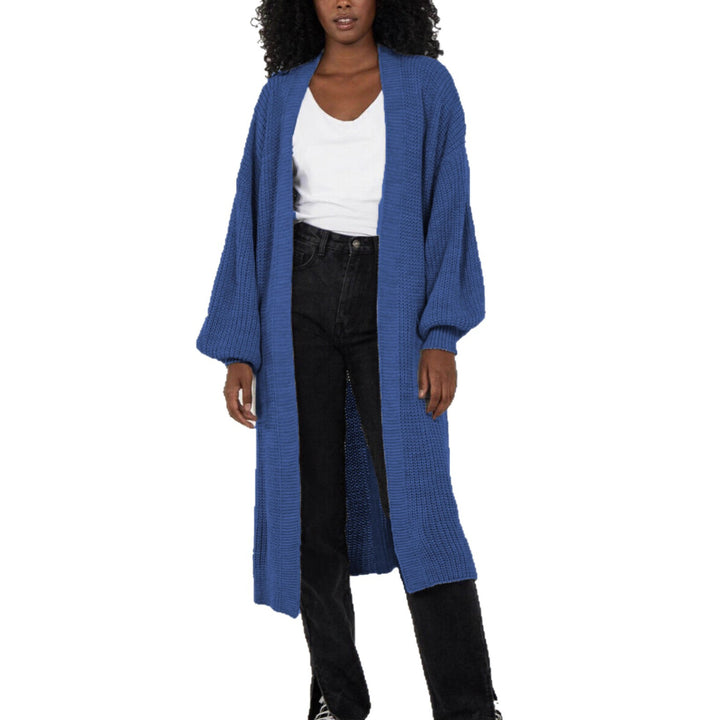 Ladies Long knitted cardigan with airy sleeves and an open front Lune London