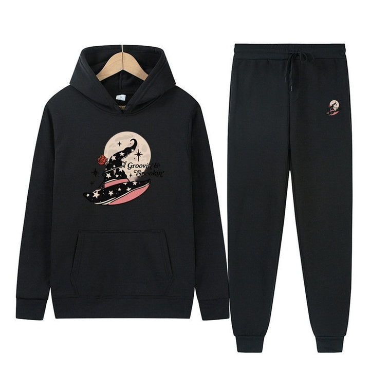 Women's Hooded Sweatshirt and Jogging Pants Set with Cool Halloween Design Chic & Stil