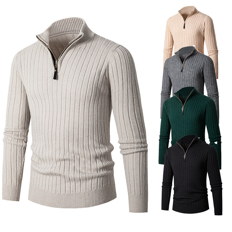 High collar pullover with zipper for men Lune London