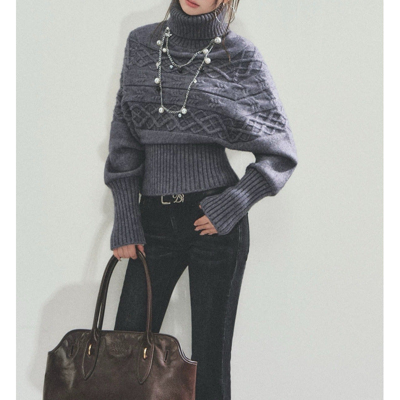 Pull en tricot pour femmes avec coupe oversized et col roulé Chic & Stil