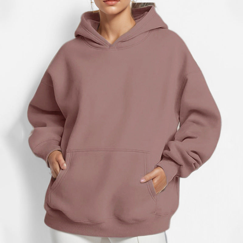 Women's Loose Hoodie Made Of Soft Fleece with Kangaroo Pocket Lune London