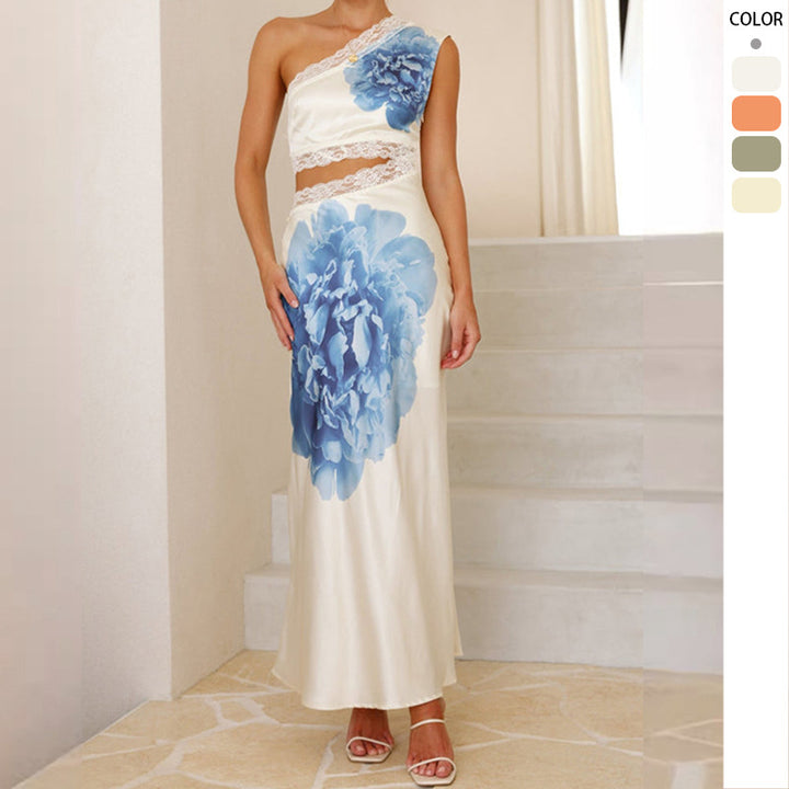 Elegant evening dress for women with an asymmetric design and luxurious lace details Chic & Stil