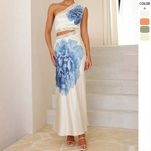 Elegant evening dress for women with an asymmetric design and luxurious lace details Chic & Stil