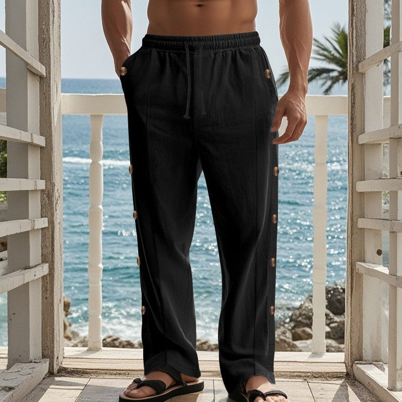 Casual beach pants for men with side snap buttons Lune London